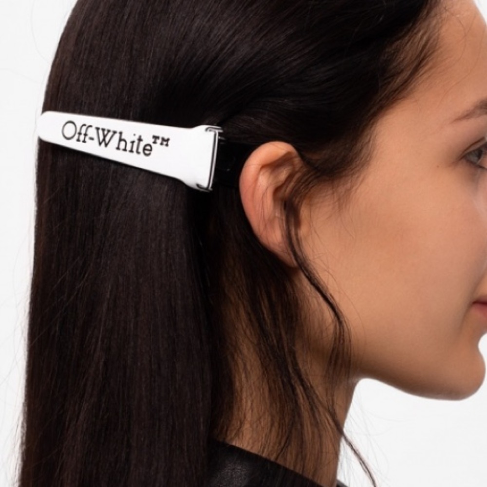 Off white large designer hair clip barrette accessory